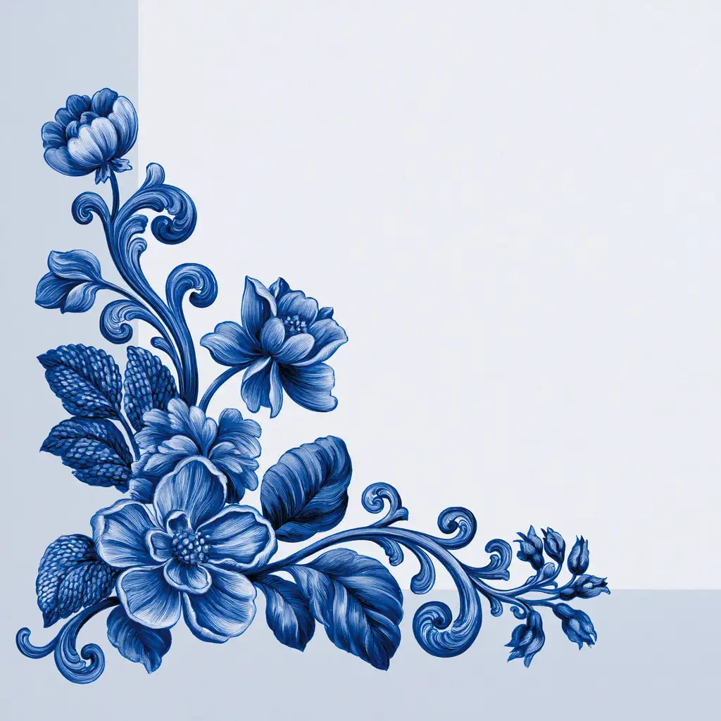 Blue and White Floral Corner Ornament