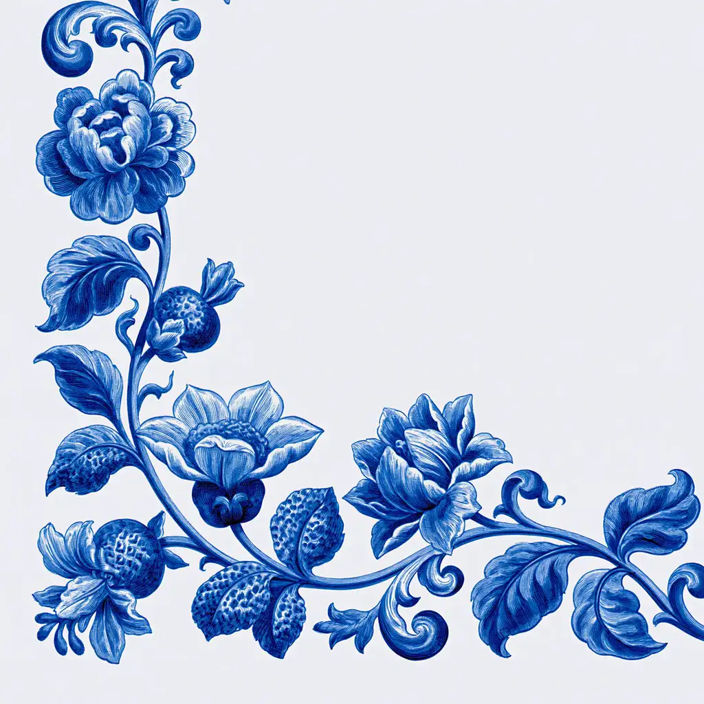 Blue and White Floral Corner Ornament