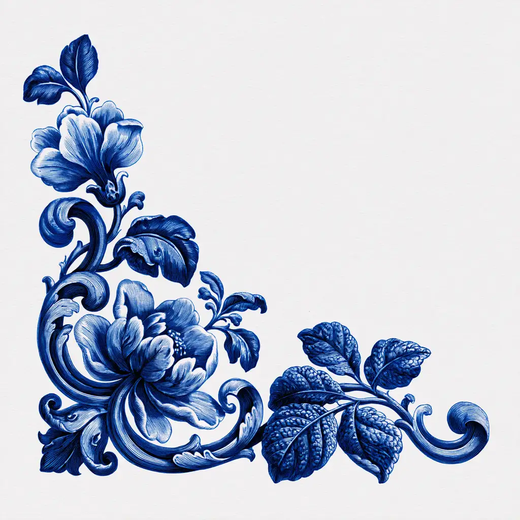 Blue and White Floral Corner Ornament