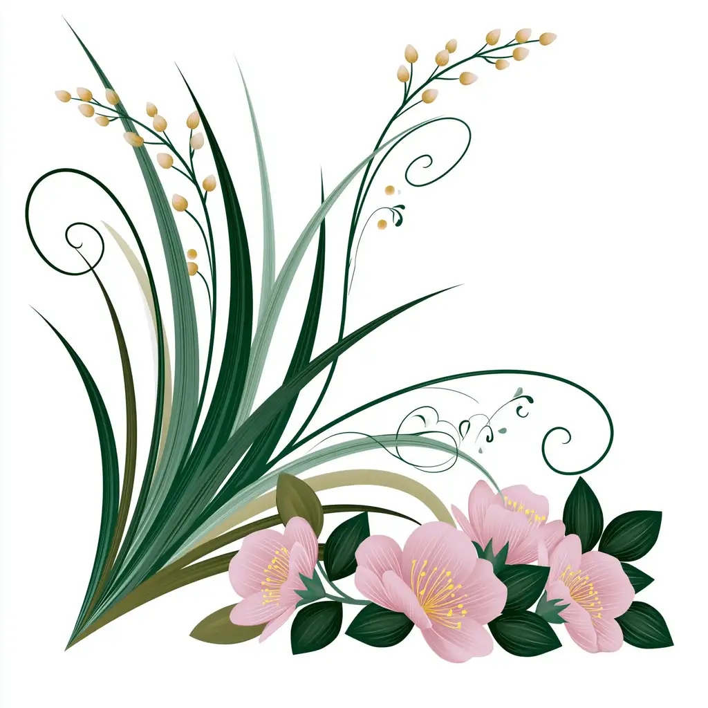 Floral Corner Arrangement with Pink Blossoms and Grasses