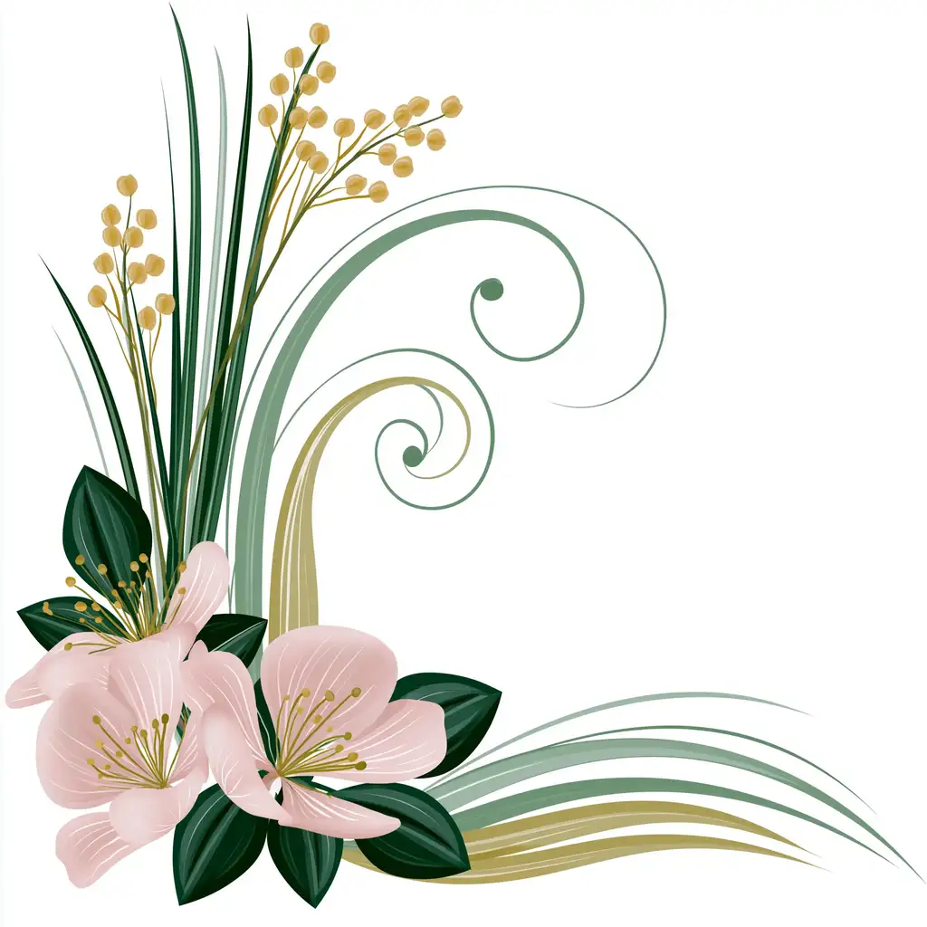 Floral Corner Arrangement with Pink Blossoms and Grasses