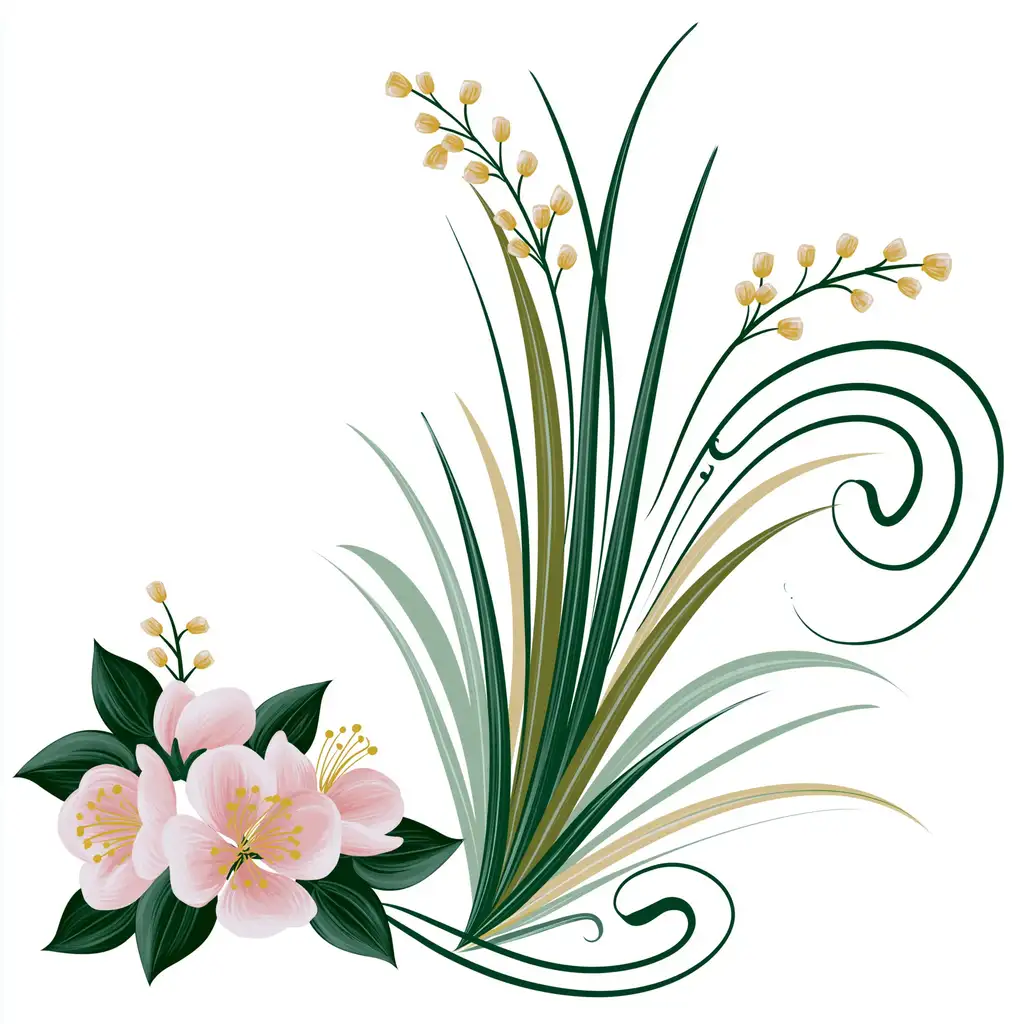 Floral Corner Arrangement with Pink Blossoms and Grasses