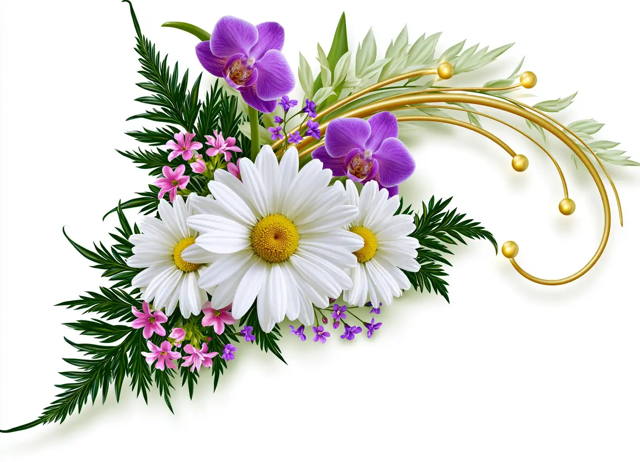 Floral Arrangement with Daisies and Orchids