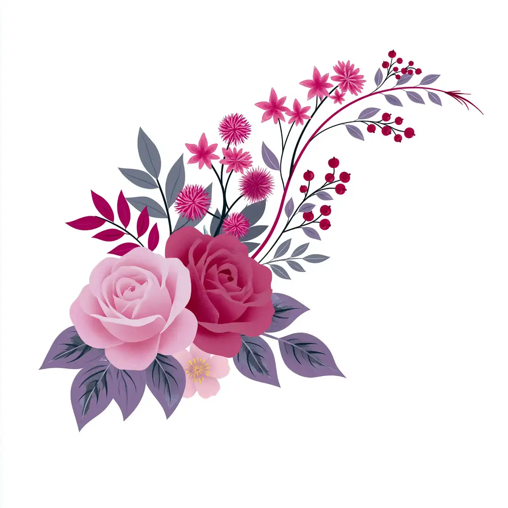 Floral arrangement with roses and berries