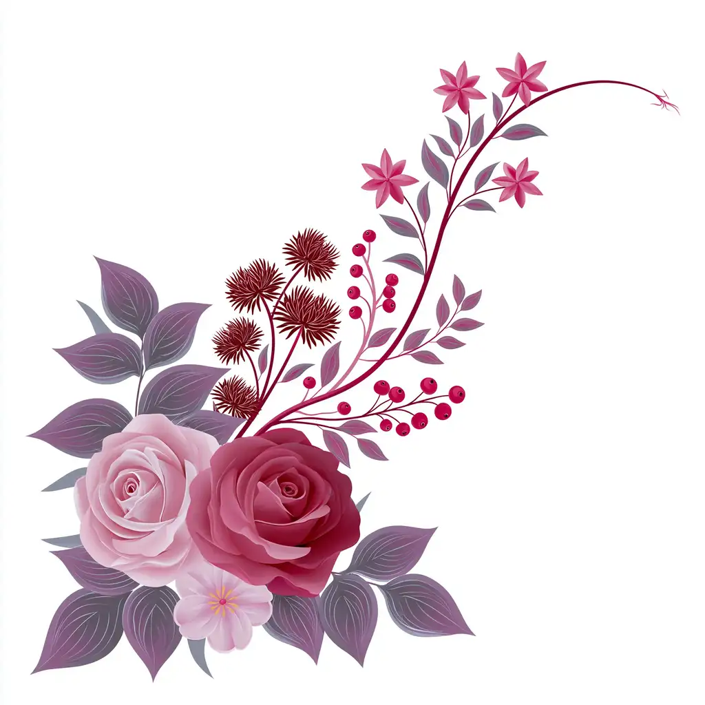 Floral arrangement with roses and berries