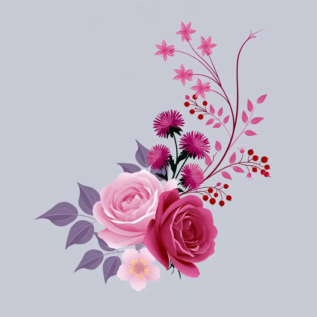 Floral arrangement with roses and berries