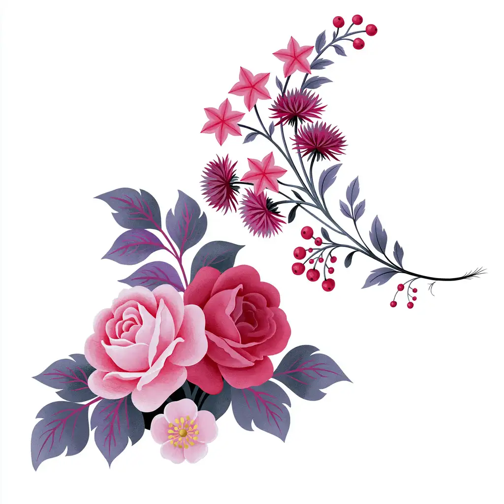 Floral arrangement with roses and berries