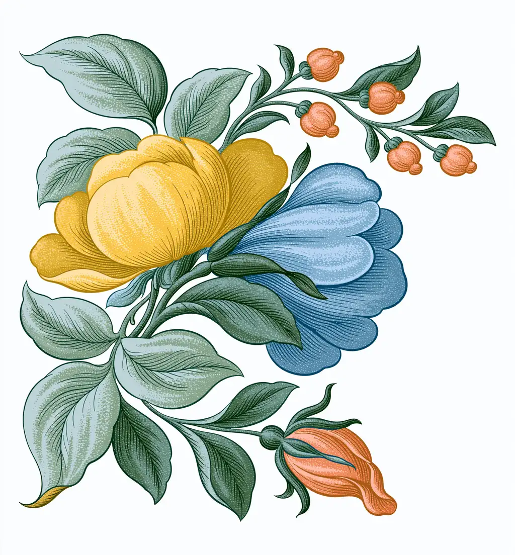 Vintage floral illustration with botanical elements