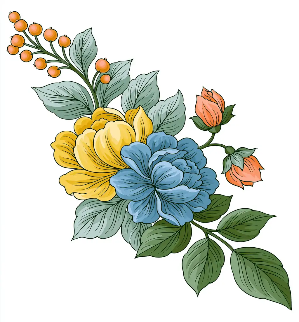 Vintage floral illustration with botanical elements