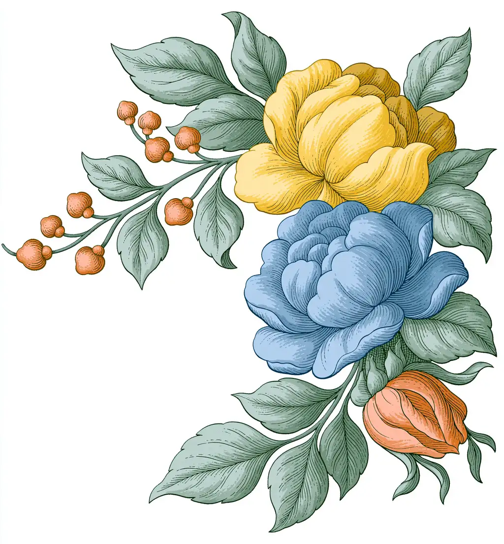 Vintage floral illustration with botanical elements