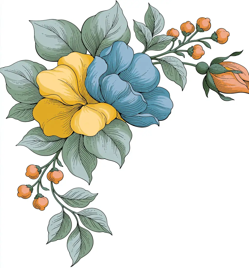 Vintage floral illustration with botanical elements