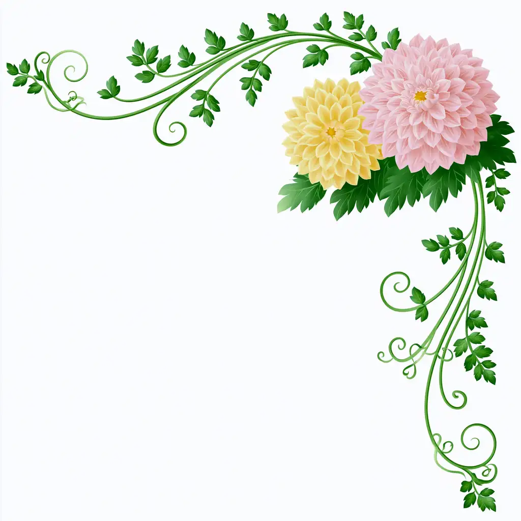 Floral corner decoration with pink and yellow flowers and green vines