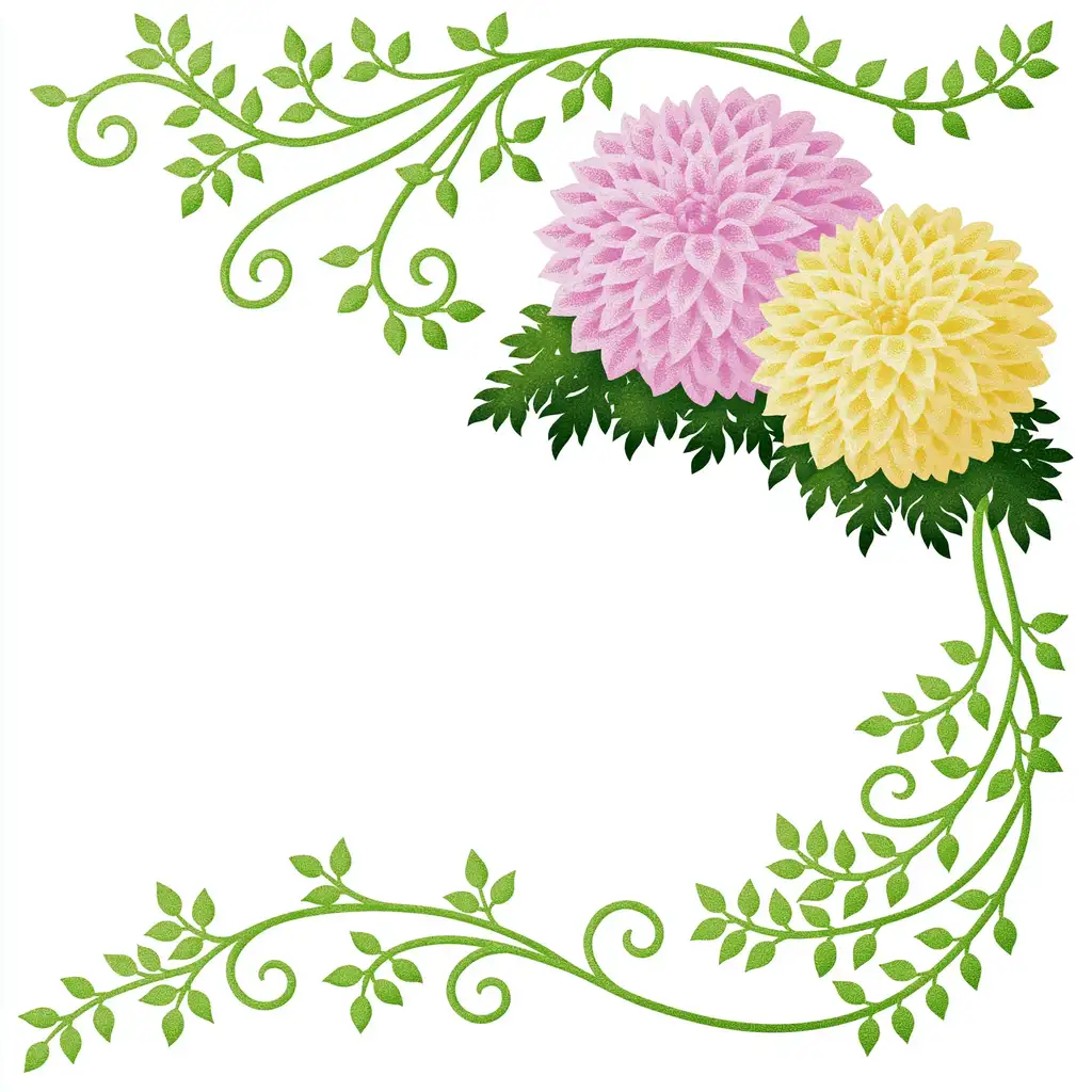 Floral corner decoration with pink and yellow flowers and green vines