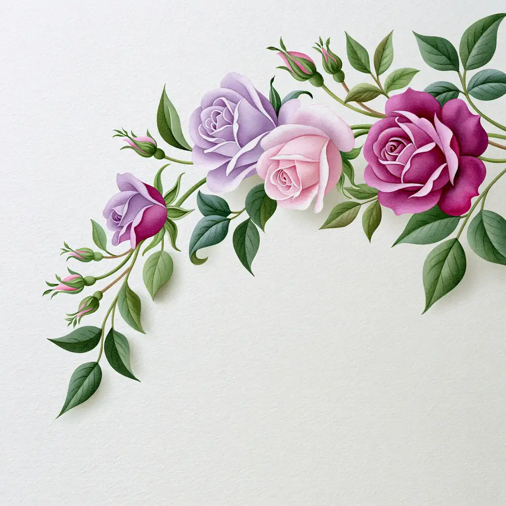 Watercolor rose flower arrangement digital illustration