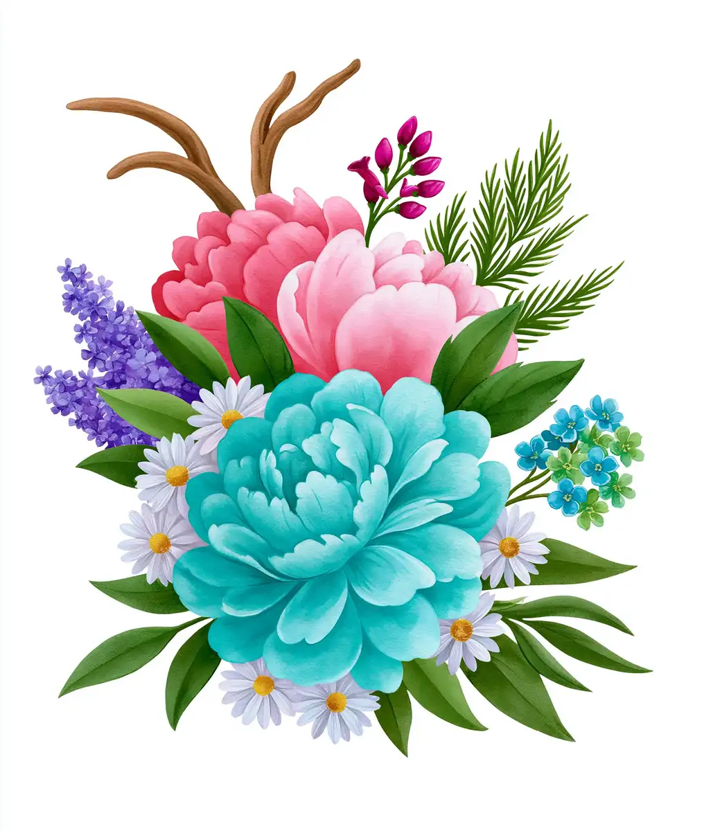 Watercolor Flower Bouquets with Floral Arrangements