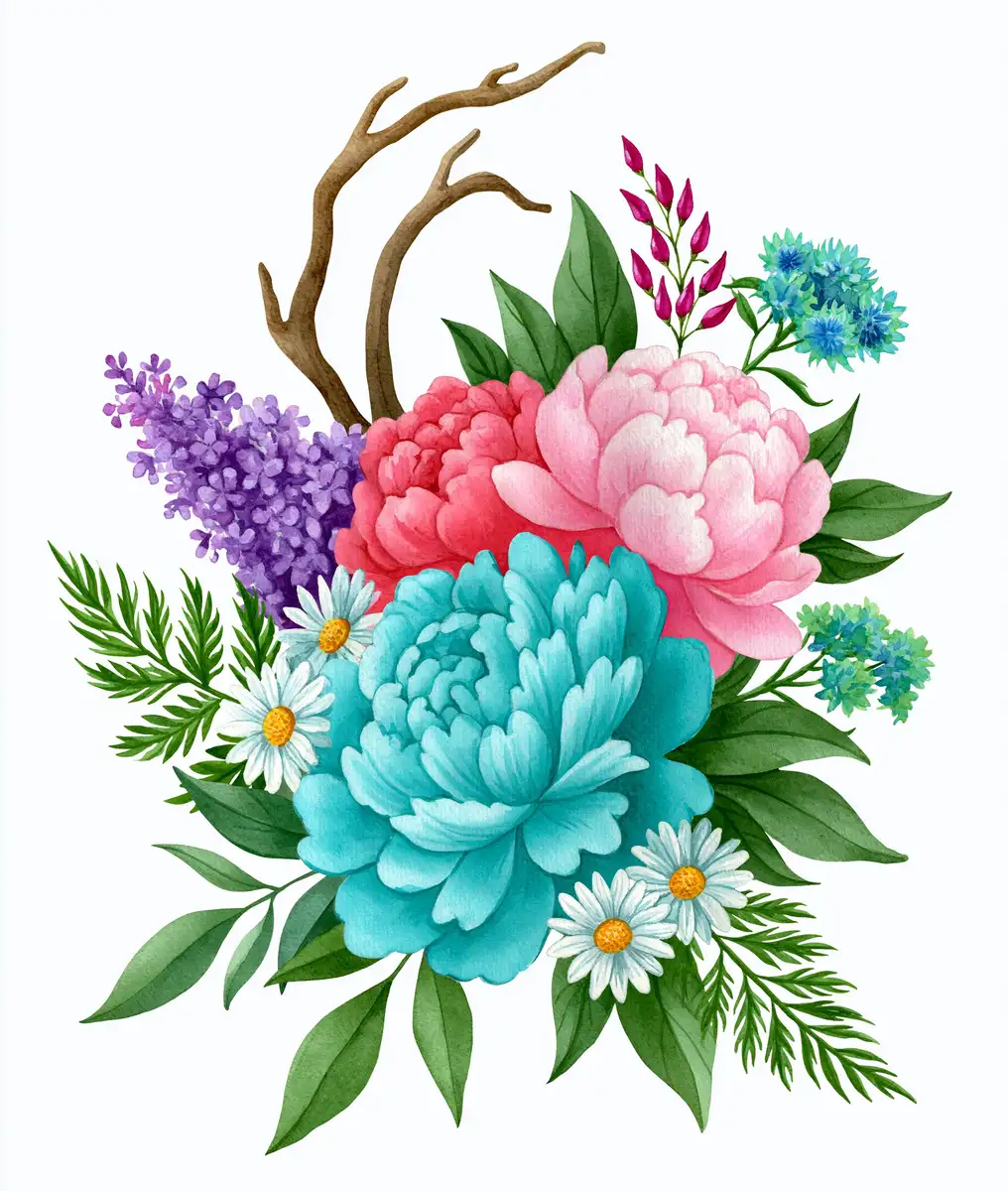Watercolor Flower Bouquets with Floral Arrangements