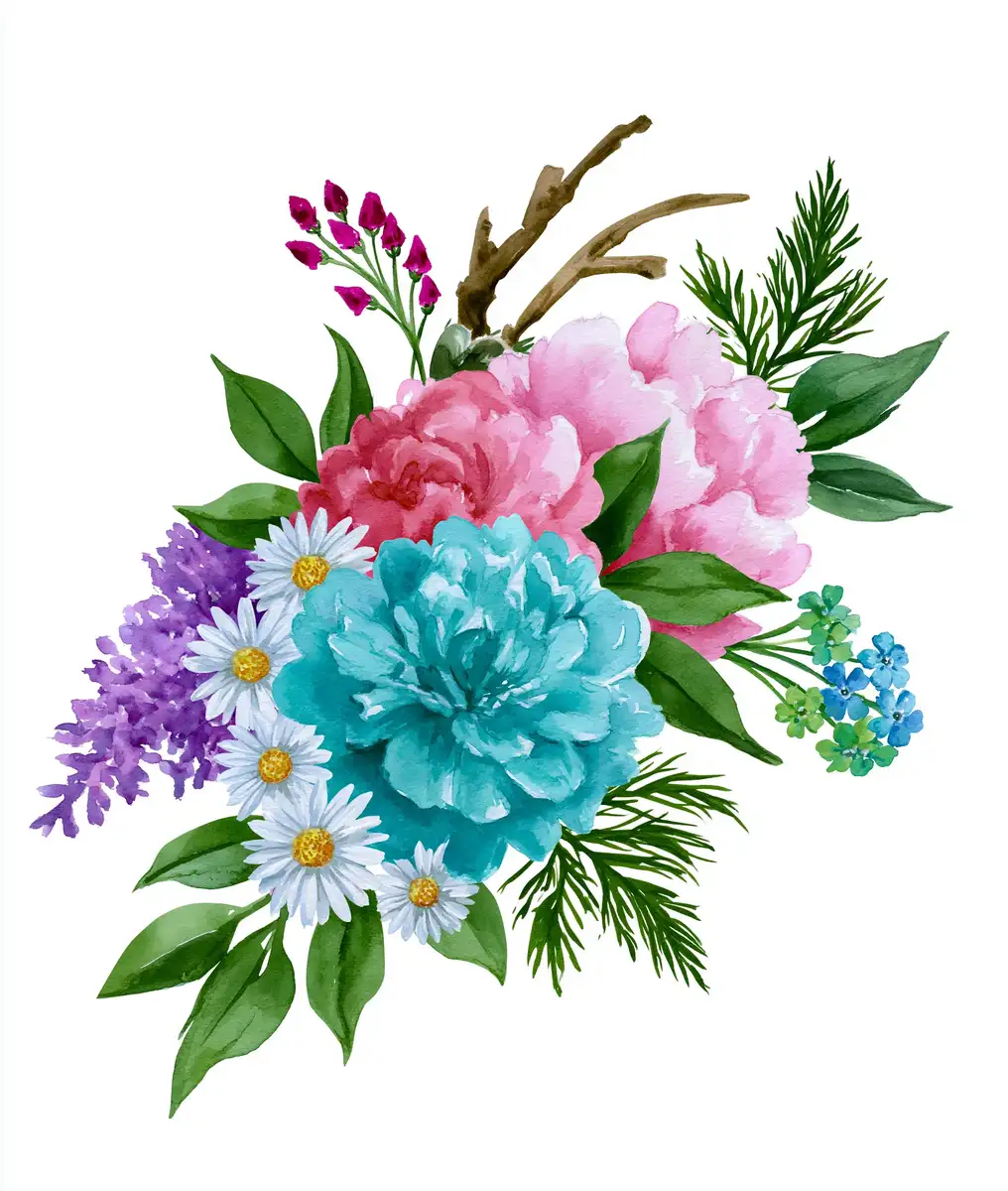 Watercolor Flower Bouquets with Floral Arrangements