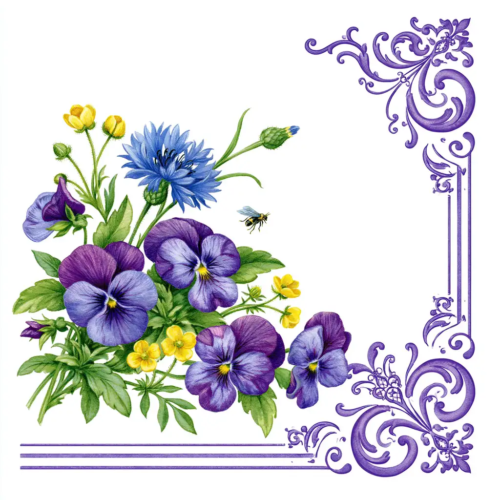 Decorative corner design with floral arrangements and ornate flourishes