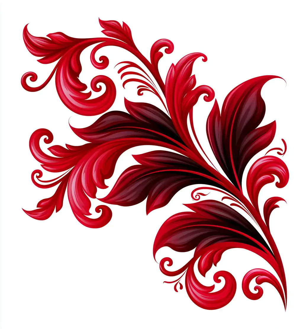 Red scrollwork corner ornament illustration