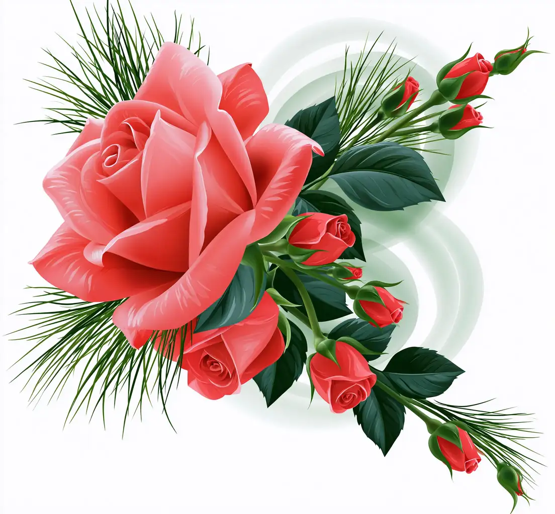 Red and pink roses floral arrangement vector illustration