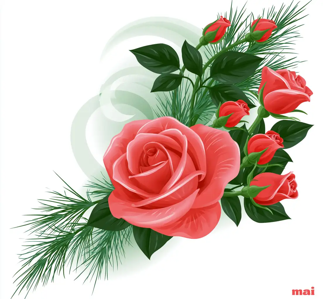 Red and pink roses floral arrangement vector illustration
