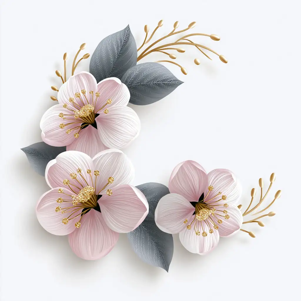 Floral Arrangement with Pink Flowers and Gold Accents