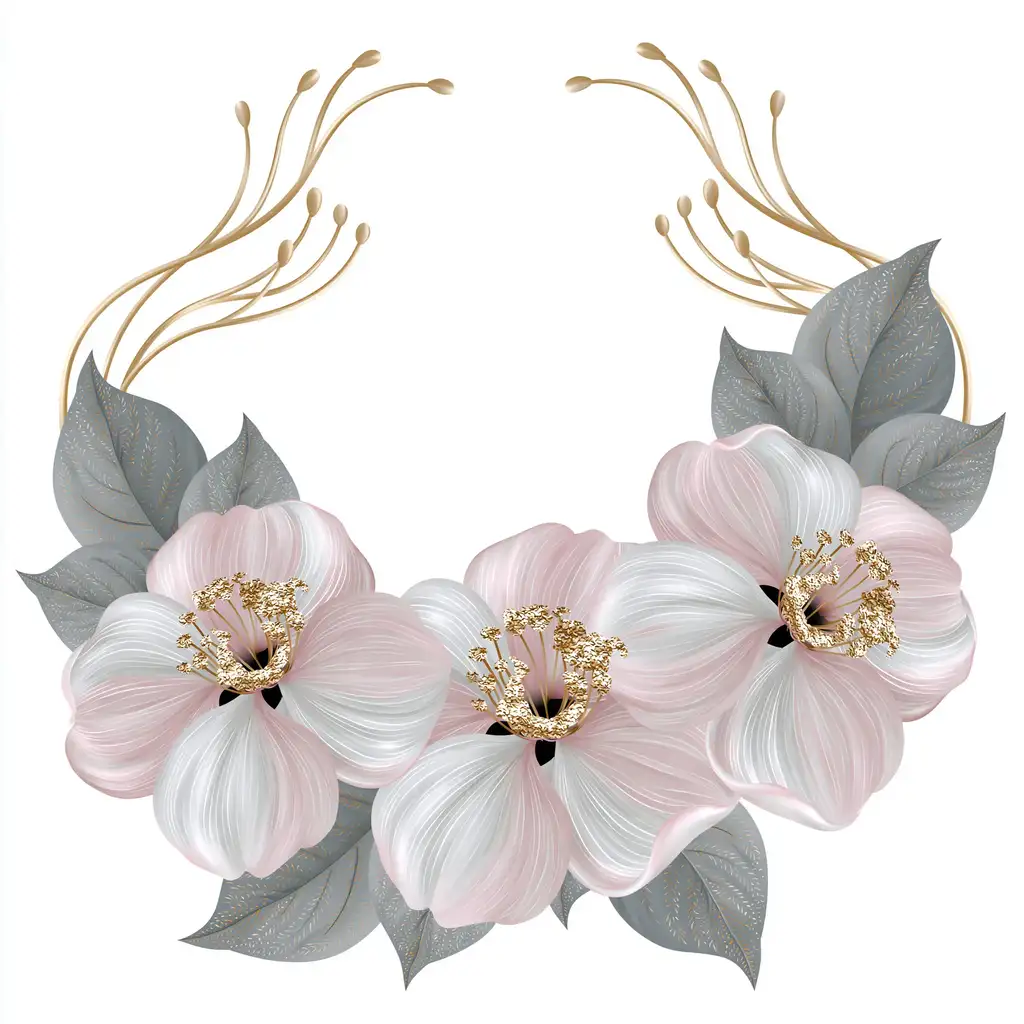 Floral Arrangement with Pink Flowers and Gold Accents