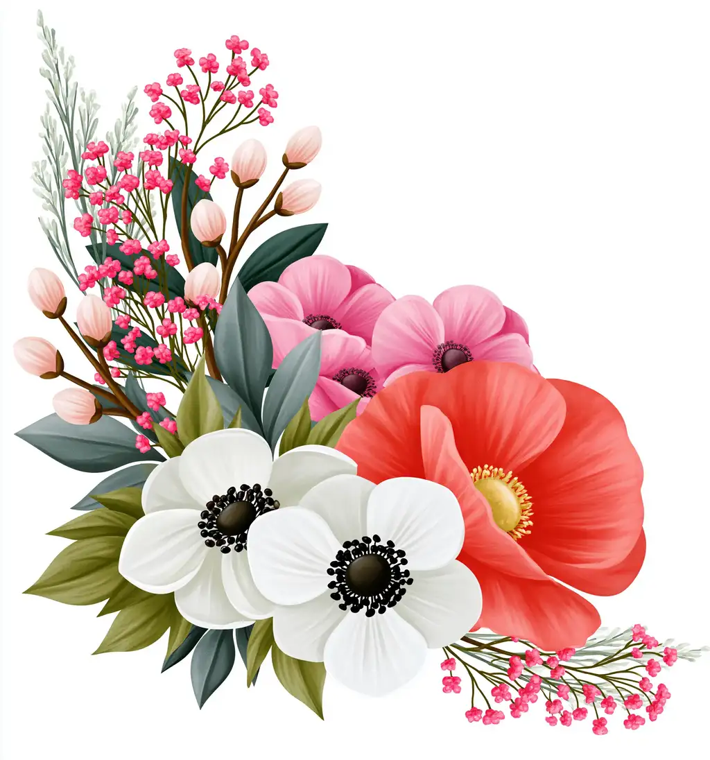 Floral Arrangement With Red White and Pink Flowers