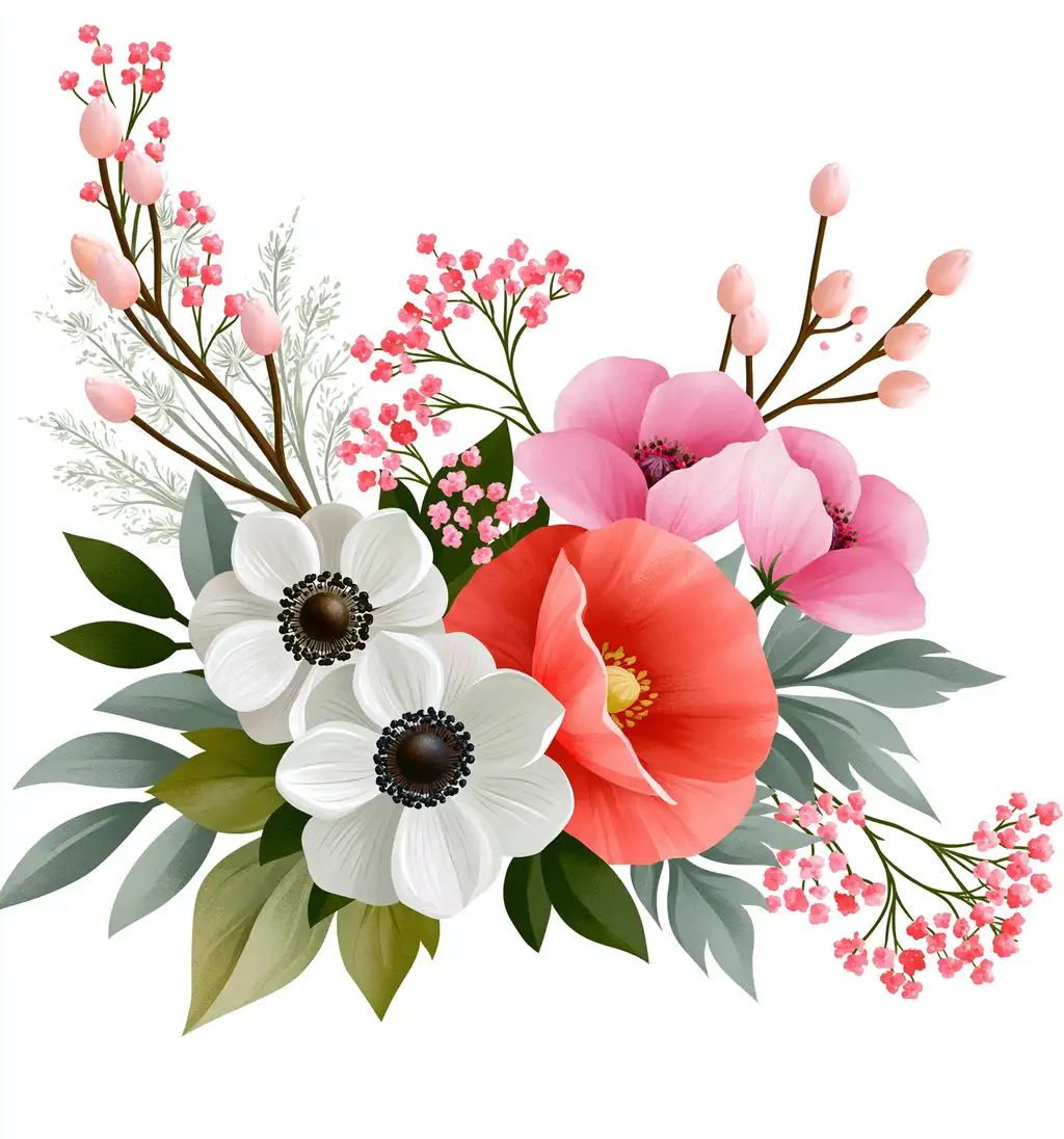 Floral Arrangement With Red White and Pink Flowers