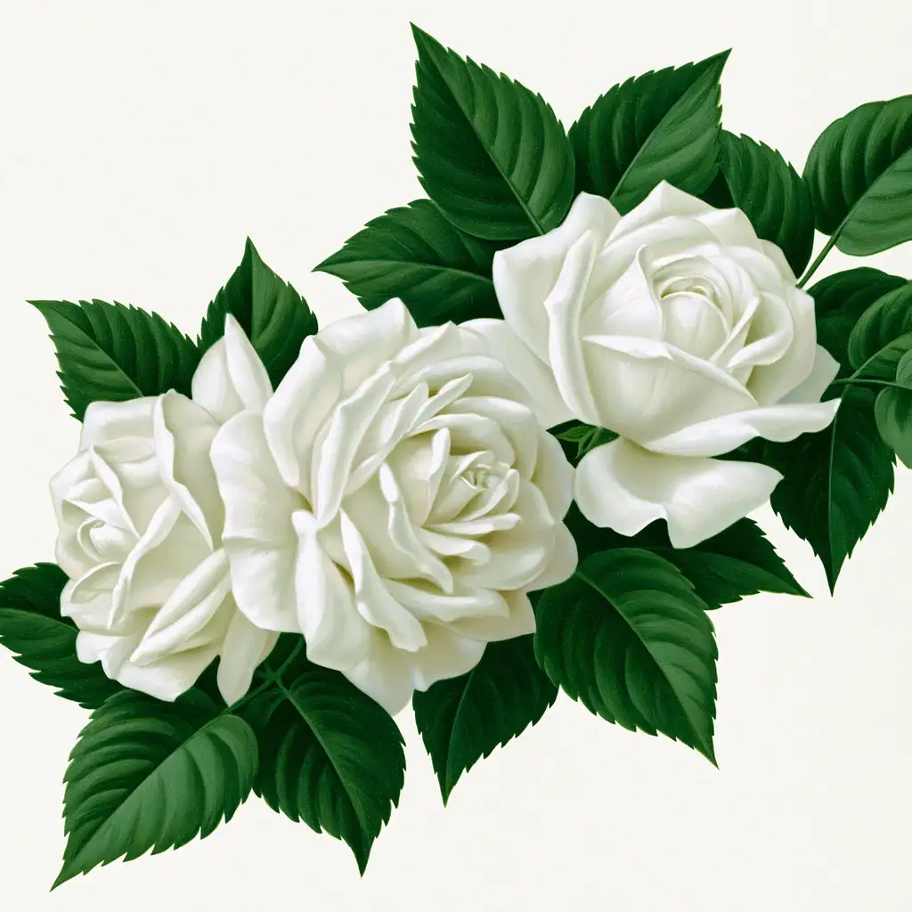 White Roses Illustration on Plain Background
