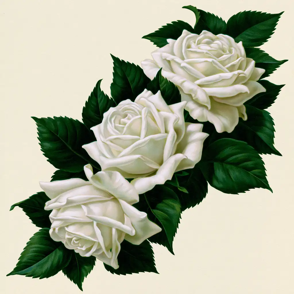 White Roses Illustration on Plain Background