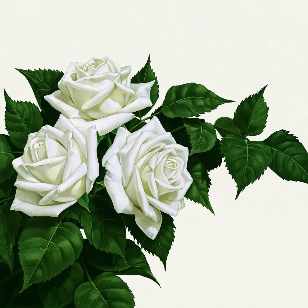 White Roses Illustration on Plain Background