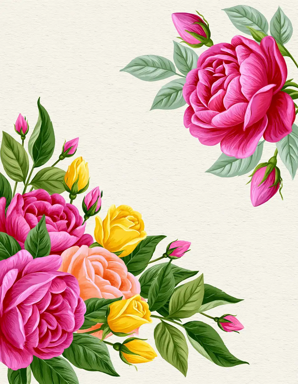 Floral Corner Frame Illustration With Colorful Roses