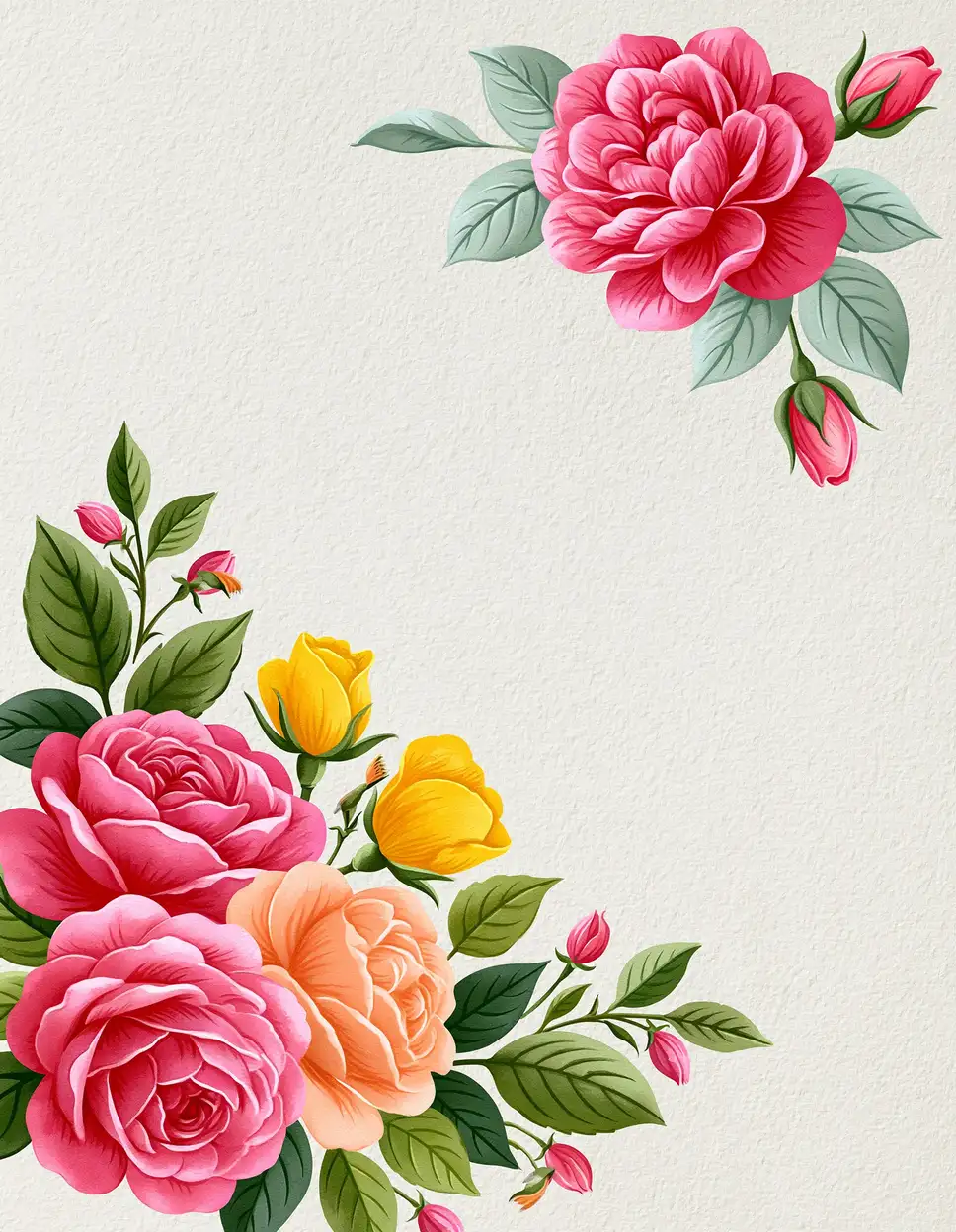 Floral Corner Frame Illustration With Colorful Roses