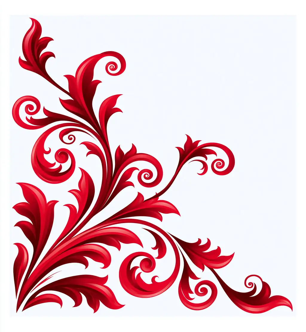 Red scrollwork corner ornament illustration