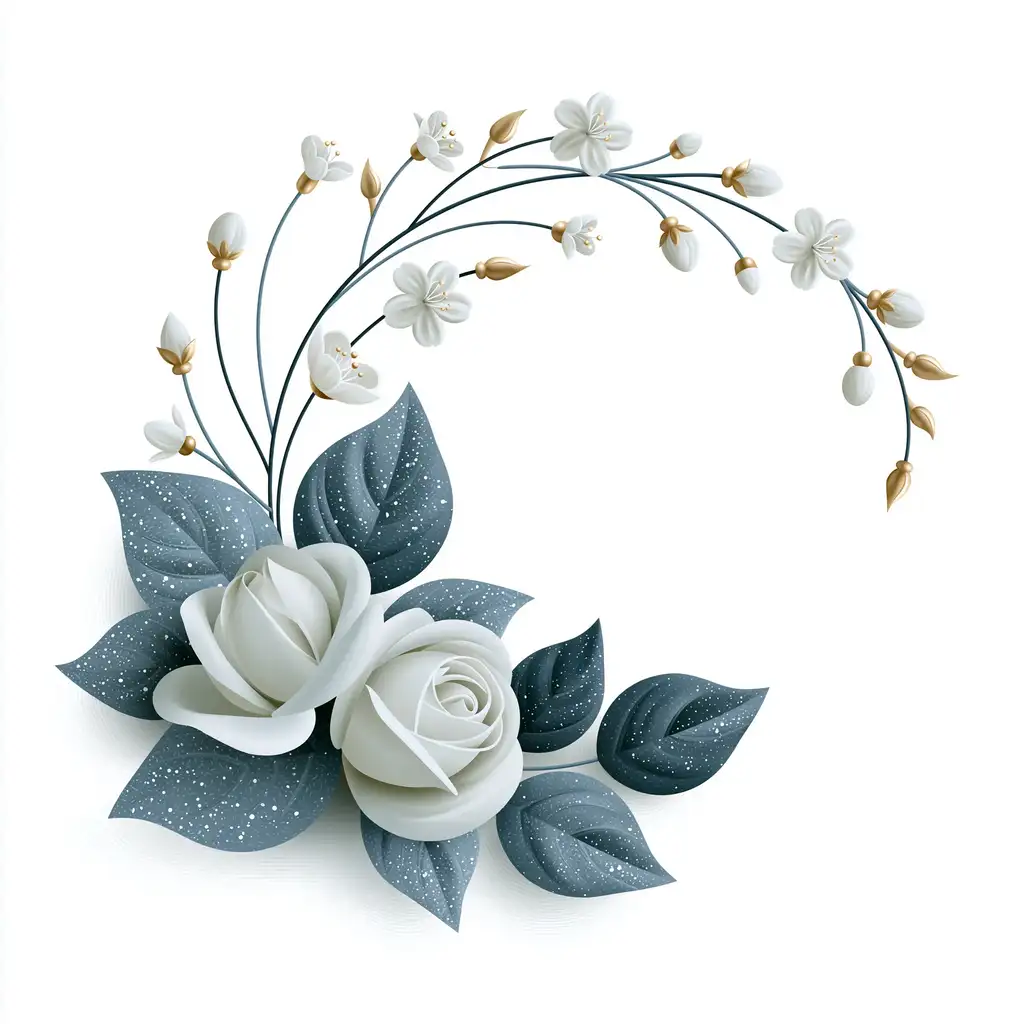Elegant Floral Composition with White Roses and Dark Foliage
