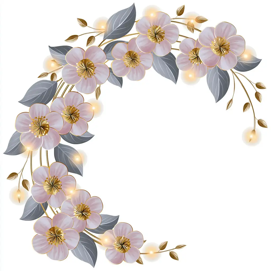 Floral wreath arrangement with pink flowers and grey leaves