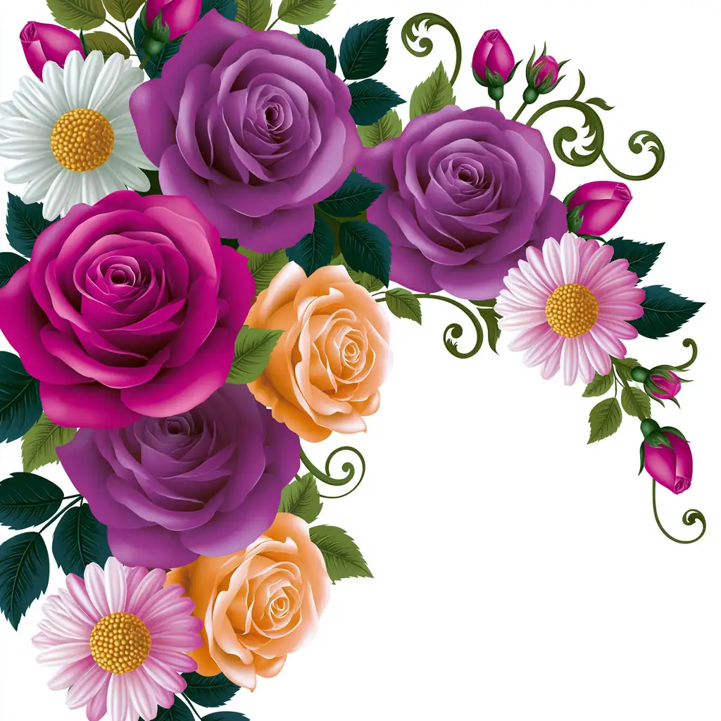 Floral arrangement with roses and daisies