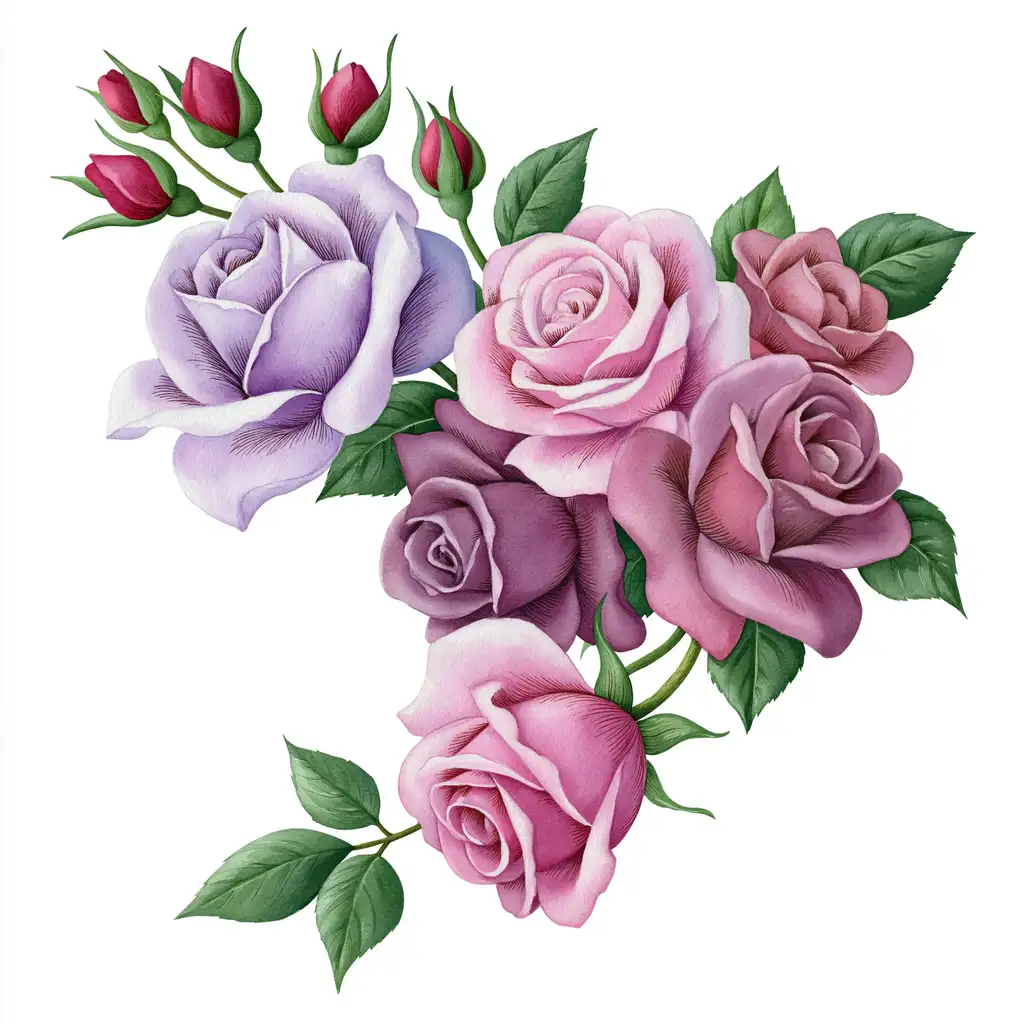 Watercolor rose flower arrangement illustration