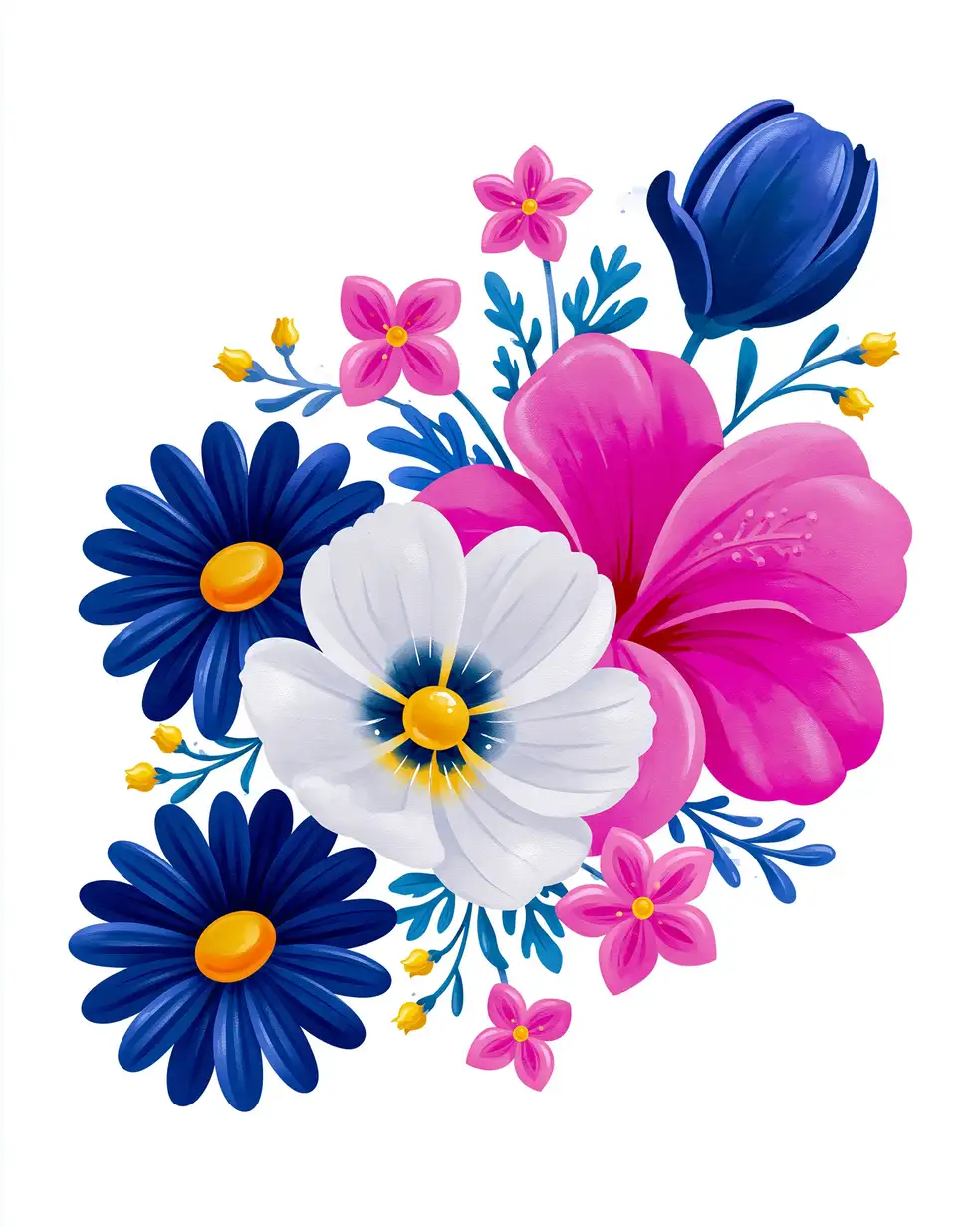 Colorful floral arrangement illustration with mixed flowers