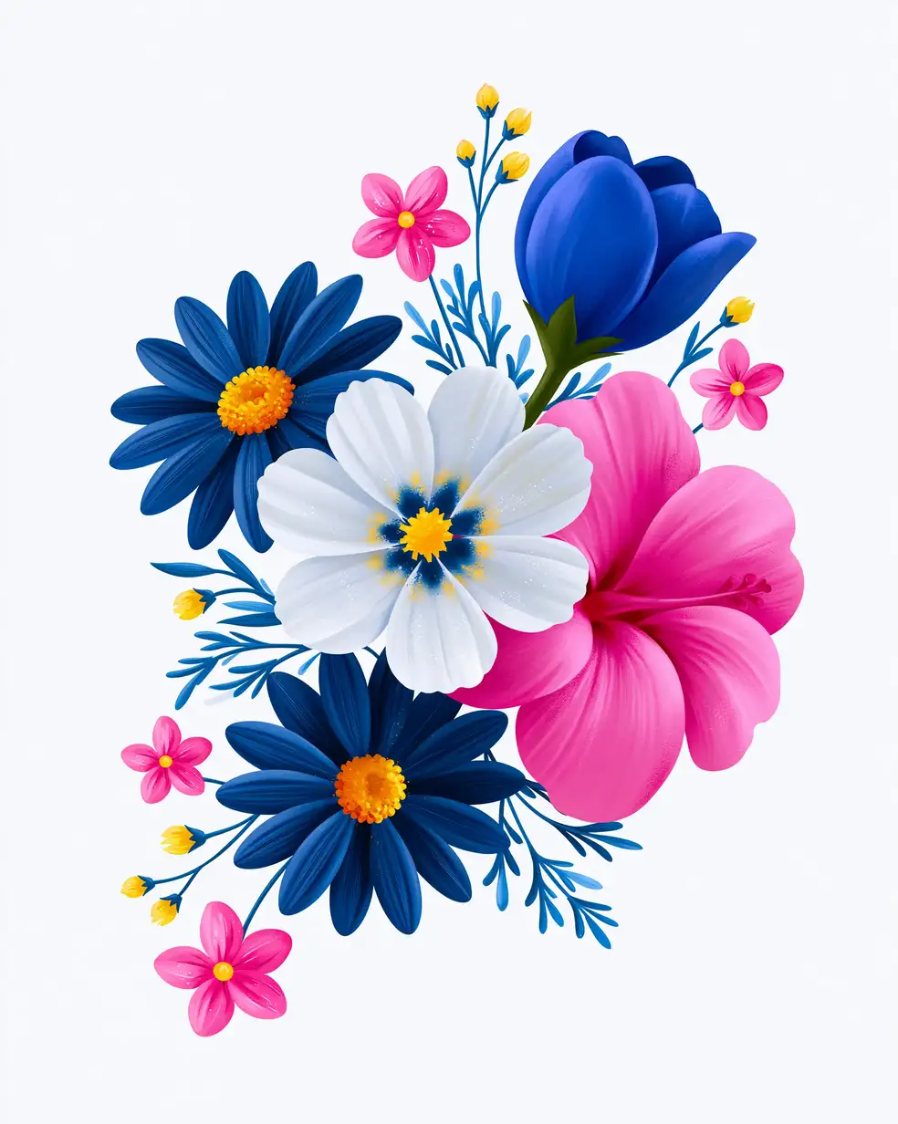 Colorful floral arrangement illustration with mixed flowers