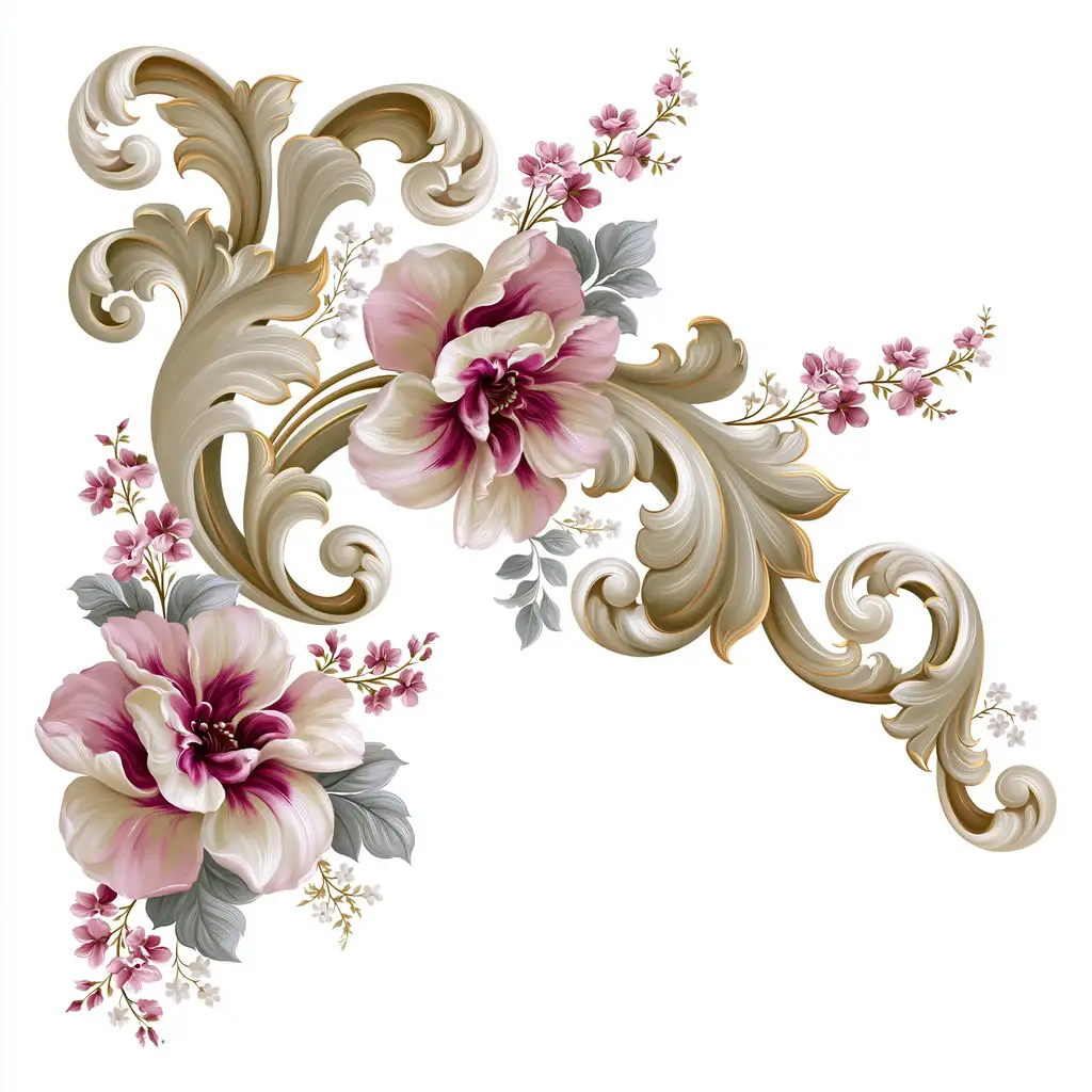 Baroque floral corner ornament vector design