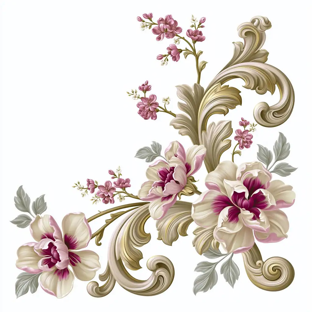 Baroque floral corner ornament vector design