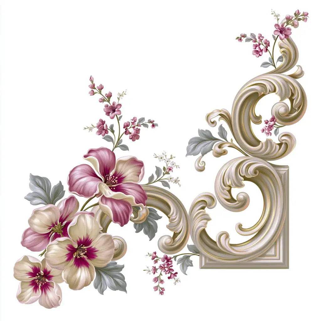 Baroque floral corner ornament vector design