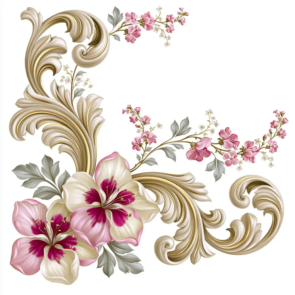 Baroque floral corner ornament vector design