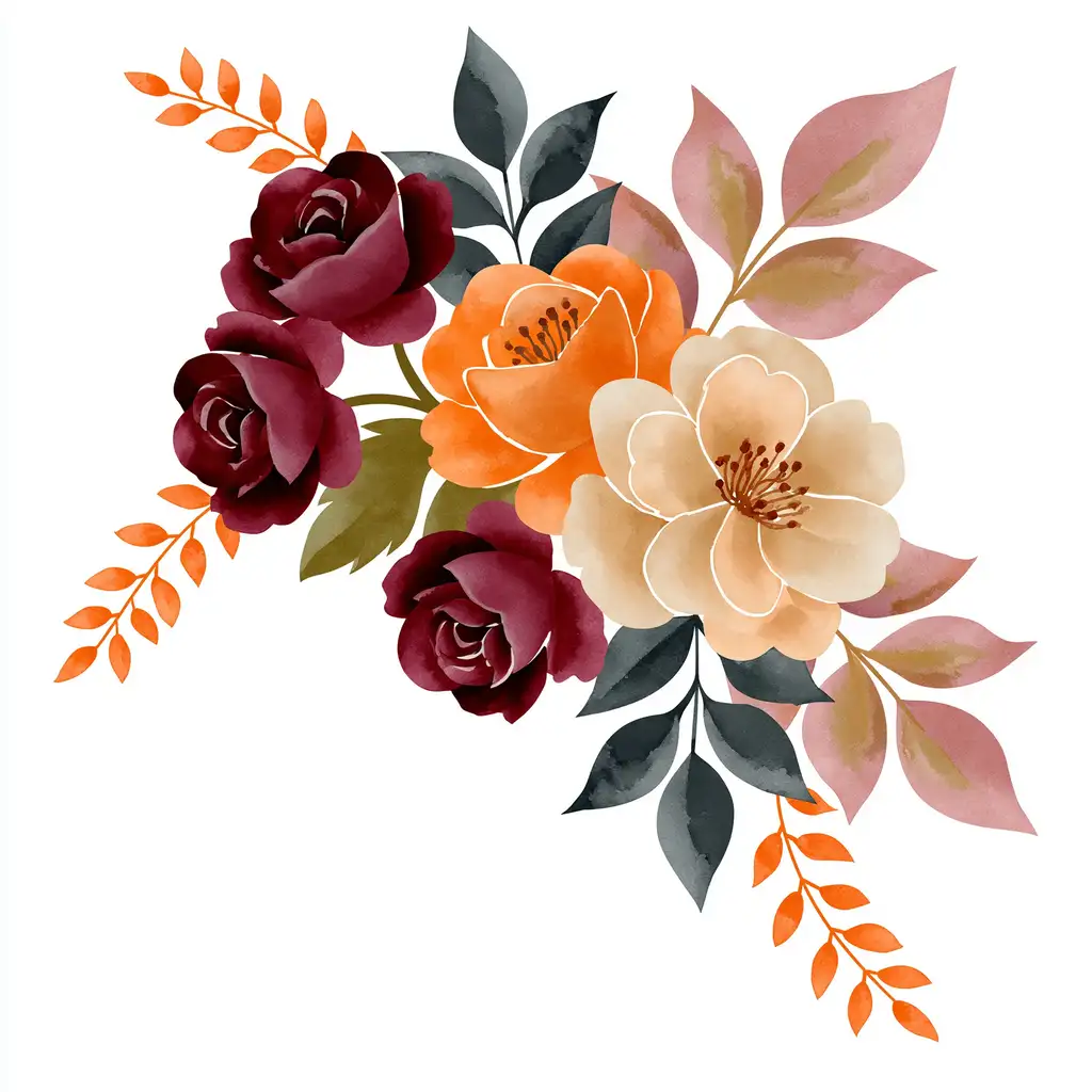 Watercolor Autumn Floral Bouquet