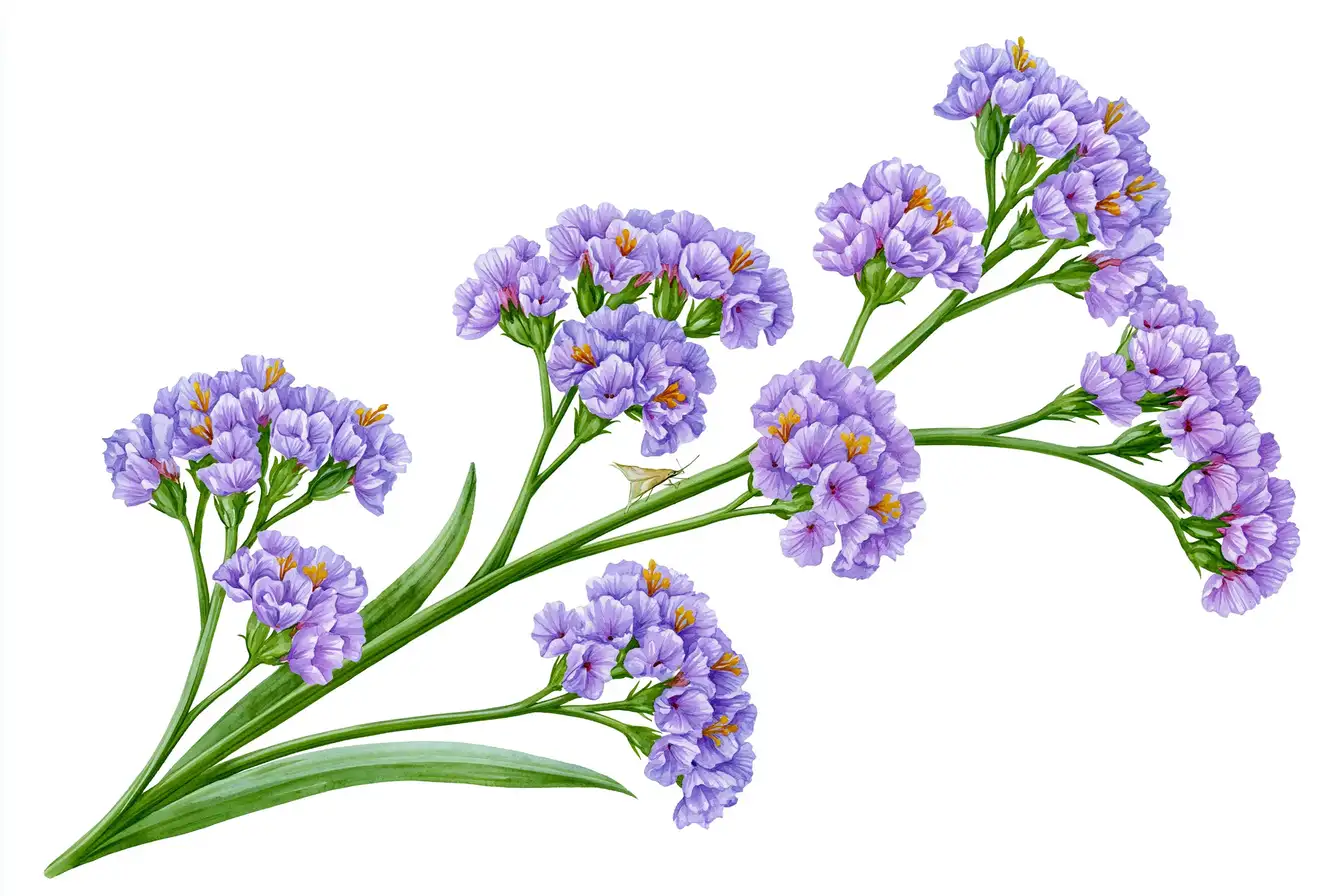 Purple flowers watercolor illustration on white background