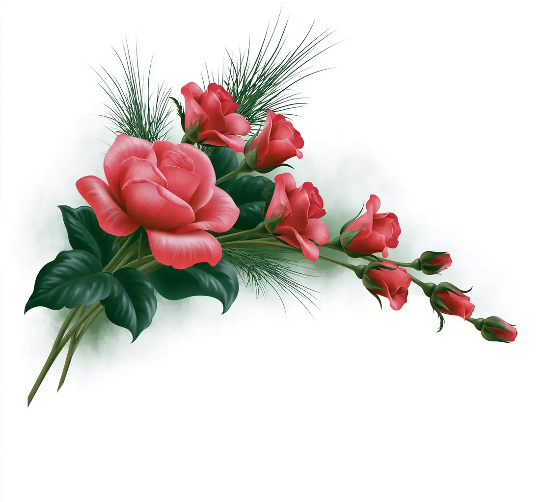 Red Roses Floral Arrangement Digital Illustration