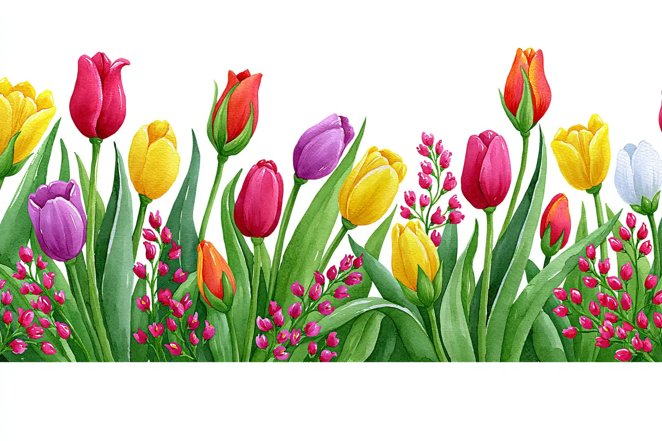 Watercolor tulips and floral arrangement illustration